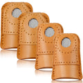 WILLBOND 4 Pcs Leather Thimble Finger Protector for Hand Sewing, 2 Sizes