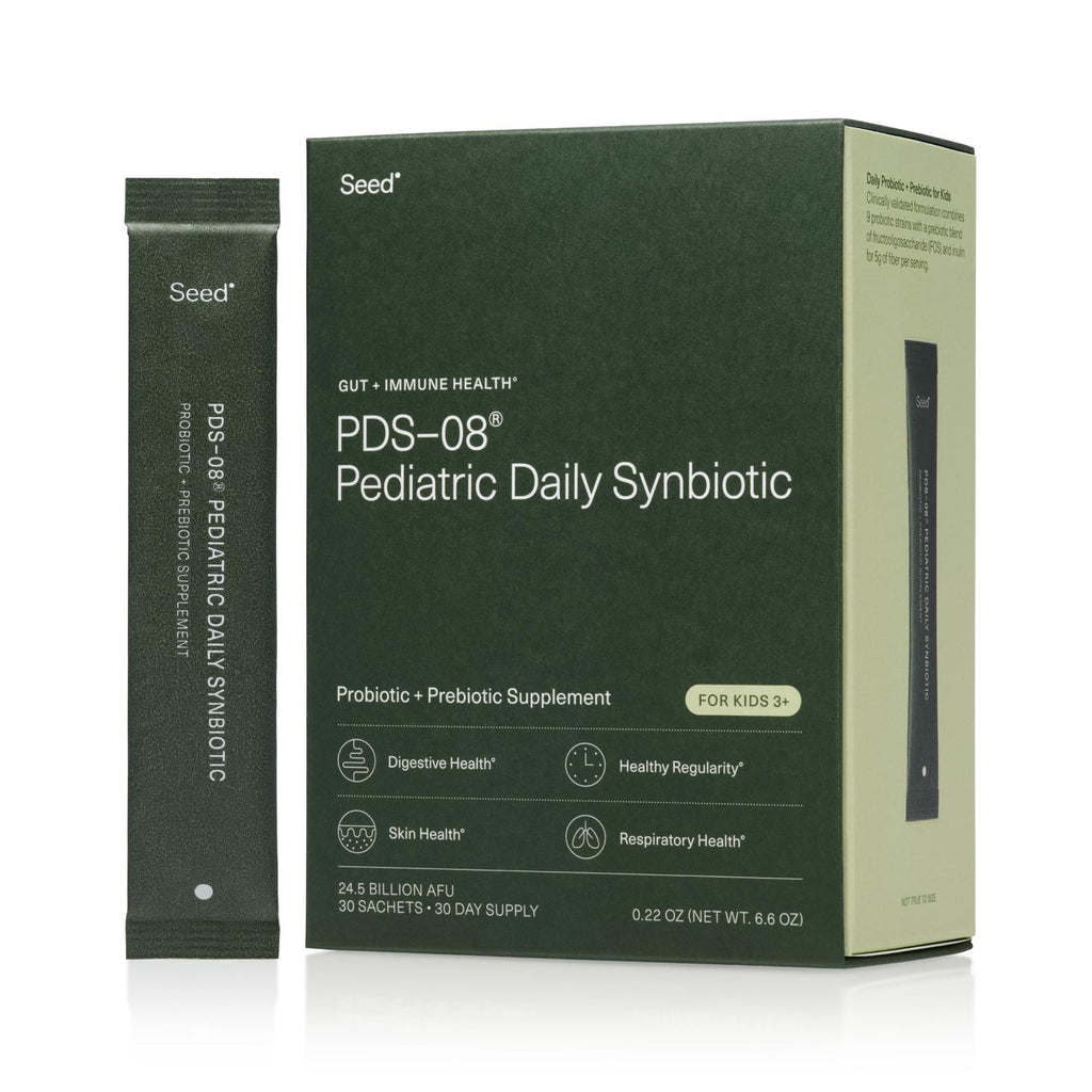 Seed PDS-08 Pediatric Daily Synbiotic - Probiotic + Prebiotic - 30 Days | Fiber-Based Probiotic + Prebiotic for Kids Ages 3-17 - Digestive & Gut Health - Occasional Constipation Relief