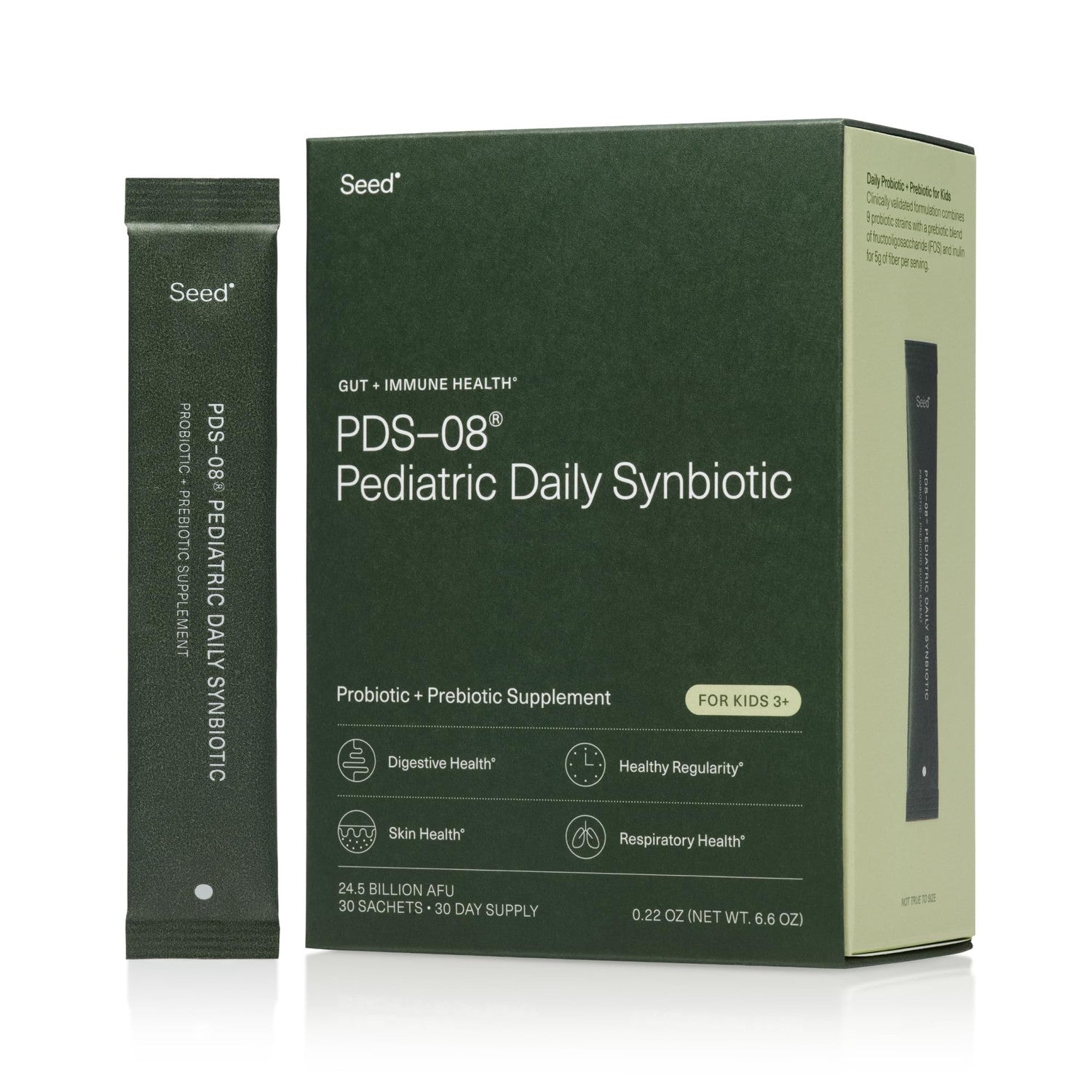 Seed PDS-08 Pediatric Daily Synbiotic - Probiotic + Prebiotic - 30 Days | Fiber-Based Probiotic + Prebiotic for Kids Ages 3-17 - Digestive & Gut Health - Occasional Constipation Relief