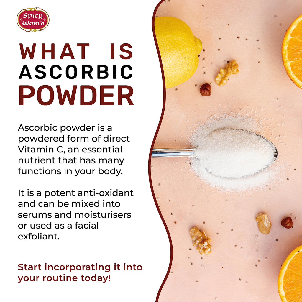 Spicy World Ascorbic Acid 1 LB Bulk Bag - Pure Vitamin C Powder - 100% Pure, Food Grade, Can be Used for Canning, Fruit, Pools - USP Grade