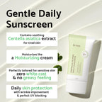 Buy now IUNIK Centella Calming Moisture Daily Sunscreen SPF 50+ PA++++ Matte & No White Cast Centella Asiatica Dry Oily Sensitive Vegan Korean Skincare at indiglob india