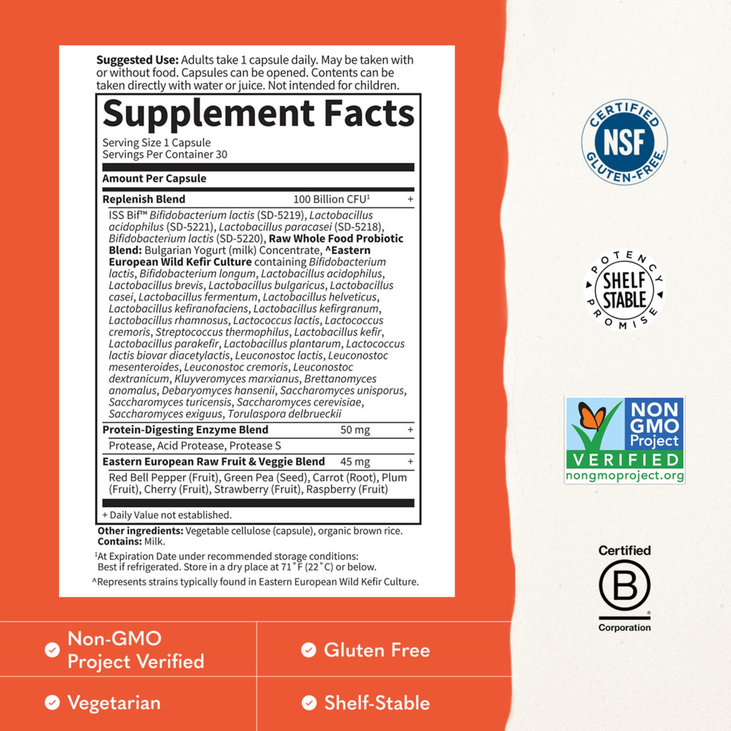 Garden of Life Raw Probiotics for Women and Men with Digestive Enzymes, 100 Billion CFU, Clinically Studied Strains, Shelf Stable, 30 Capsules