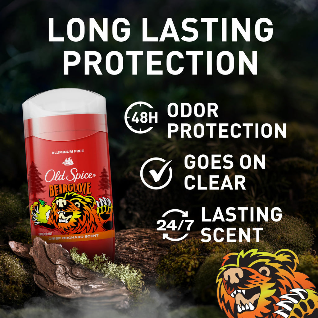 Old Spice Aluminum Free Deodorant for Men, 24/7 Odor Protection, 24/7 Freshness & Lasting Scent, Bearglove Scent, 3.0 oz with Travel Size Swagger Body Wash (Pack of 4)