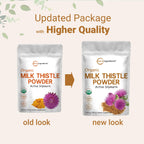 Organic Milk Thistle Tea Powder, 3.5 ounces | Up to 400 Servings | Premium Milk Thistle Liver Detox Supplement | Contains 80% Active Silymarin | Non-GMO, Vegan Friendly, Eco-Friendly Recyclable Bags