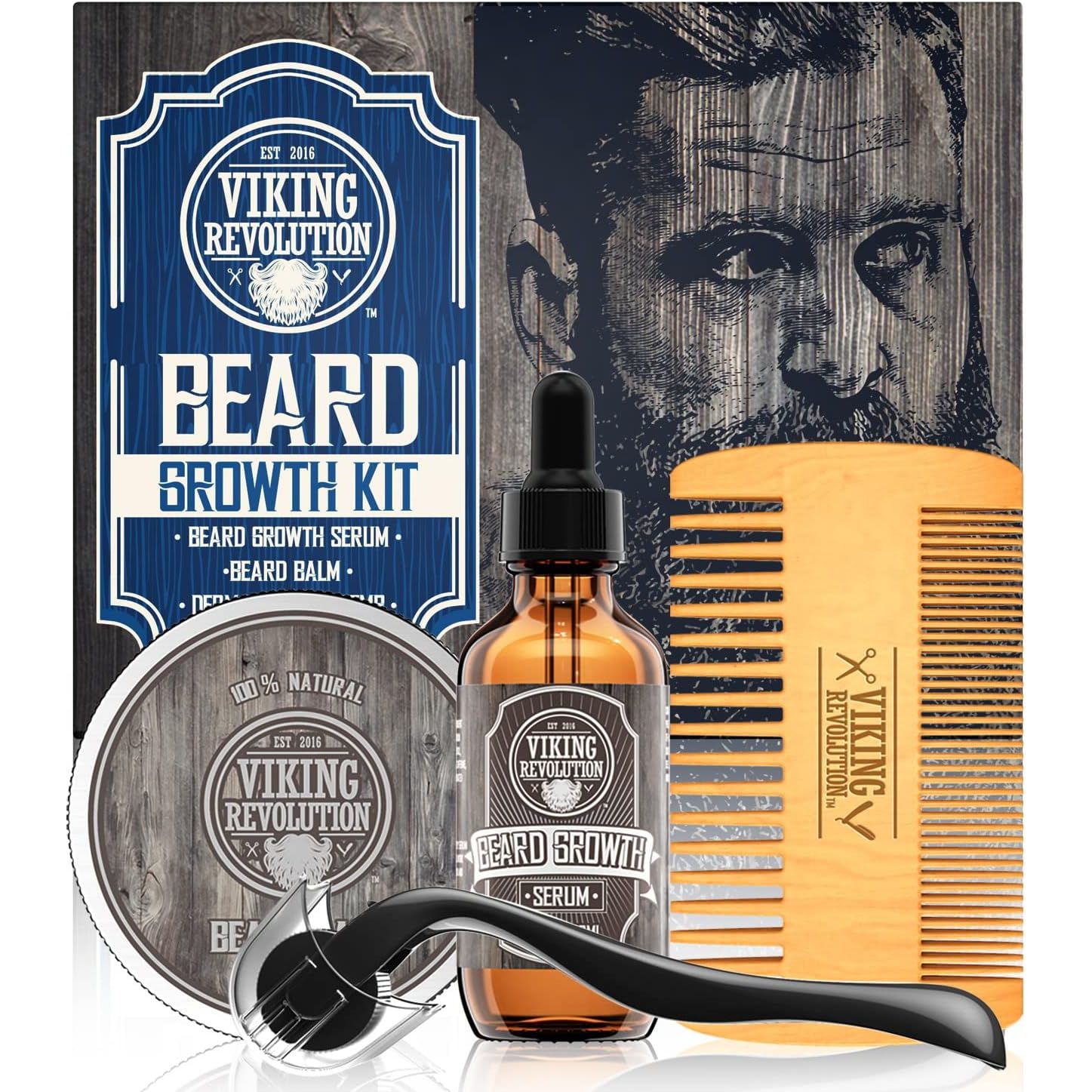 Buy now Viking Revolution - Ultimate Beard Kit - Beard Grooming Kit with Beard Brush, Beard Comb, Beard Balm, Beard Oil, Beard & Moustache Scissors - Gifts for Men Growth Kit at indiglob india