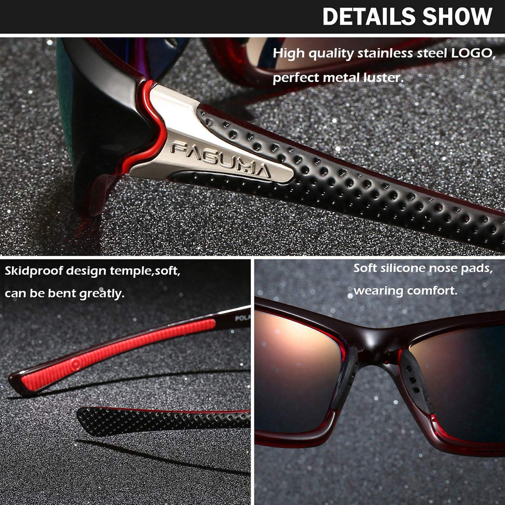 Buy now FAGUMA Sports Polarized Sunglasses For Men Cycling Driving Fishing UV400 Protection at indiglob india
