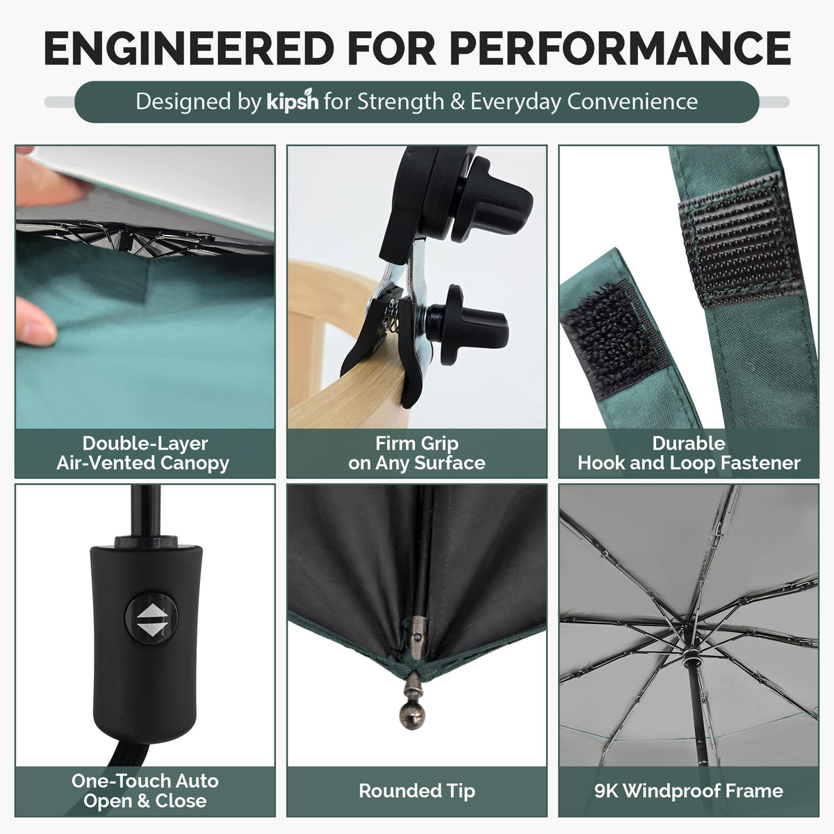 Chair Umbrella with Universal Clamp (Dark Green)