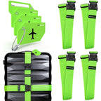 Buy now Untethered Luggage Straps | TSA-Approved Suitcase Belts with Heavy-Duty Buckles. Secure Adjustable Travel Accessories for Checked Bags. 4-Pack Green Straps + Tags at indiglob india