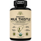 USDA Organic Milk Thistle Supplement Capsules - Liver Detox, 120 Count