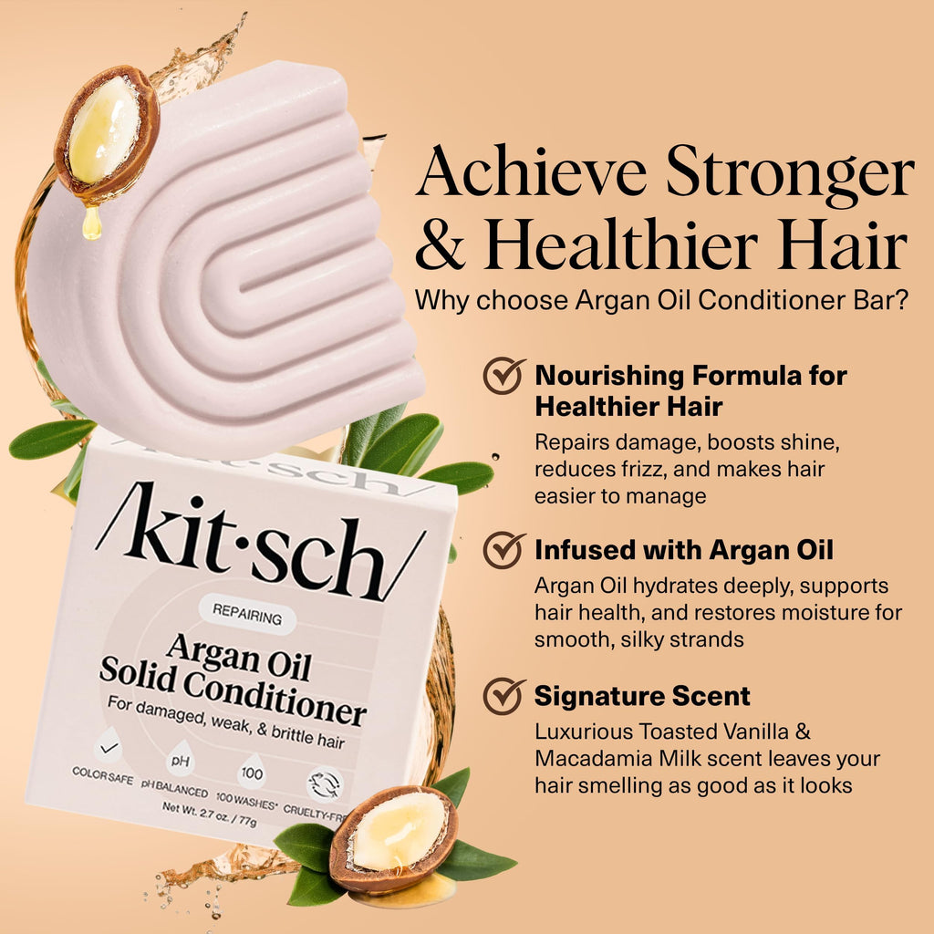 Buy now Kitsch Argan Oil Conditioner Bar â€“ Repairing Hair Conditioner for Damaged Hair, Anti-Frizz â€“ Strengthening, Moisturizing Hair Care â€“ Paraben, Silicone & Sulfate-Free â€“ Made in USA - 2.7 oz | Repairing, for Women and Men, Made in USA at indiglob india