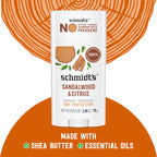 Schmidt's Aluminum Free Natural Deodorant Sandalwood & Citrus 2.65 oz 2 ct | 24 Hour Odor Protection for Women and Men. With Natural Ingredients. Cruelty-Free