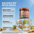 Clean Nutra Organic Maca Root Capsules for Women + Ashwagandha Slippery Elm Tongkat Ali Rhodiola Rosea Fenugreek Beet Root Sea Moss Ginseng Black Yellow Red Maca Powder Supplement 90 Pills