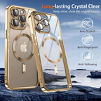 Buy now Magnetic Case for iPhone 15 Pro Max Case with Full Camera Lens Protector [Strong N56 Magnets] [Compatible with Magsafe] Clear Stylish Case for iPhone 15 ProMax Phone Case, Gold Titanium at indiglob india