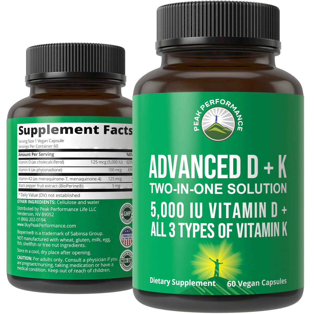 Peak Performance Advanced Vitamin D 5000 IU with All 3 Types of Vitamin K