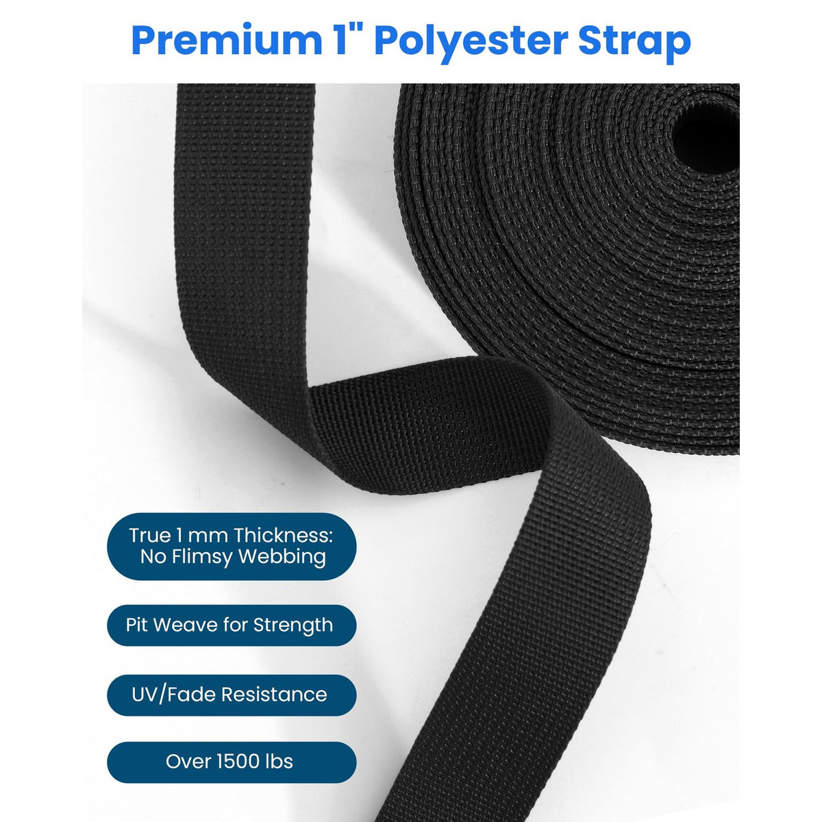 1-Inch Buckle and Strap Kit, 6-Yard Polyester Webbing, 6 Buckles