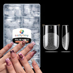 Luckyfairy Extra Short Almond Nail Tips 504pcs Soft Gel Short Nails 12 Size | Pre-Shaped Clear Press On Almond Nails, Half Matte Full Cover Short Nail Tips Acrylic, Natural Almond Shape, Nail Art DIY