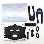 7-1 Colors LED Facial Skin Care Mask,Red Light Mask for Face, Cordless Led Silicone Face Mask Light,Salon or Home,Black.