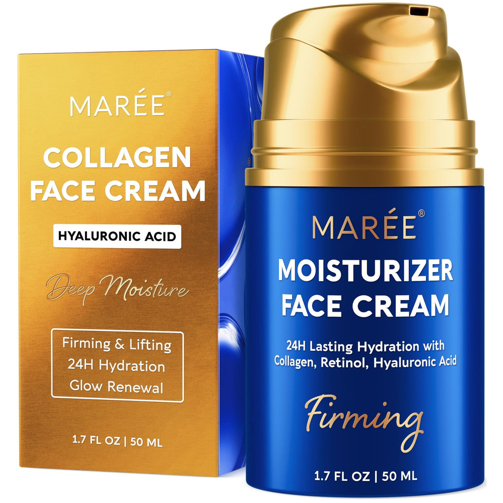 MAREE Face Moisturizer – Firming & Lifting Face Cream for Women with Collagen, Retinol & Hyaluronic Acid – Day & Night Anti-Aging Facial Wrinkle DD Cream Moisturizer for Dry Skin – Purple
