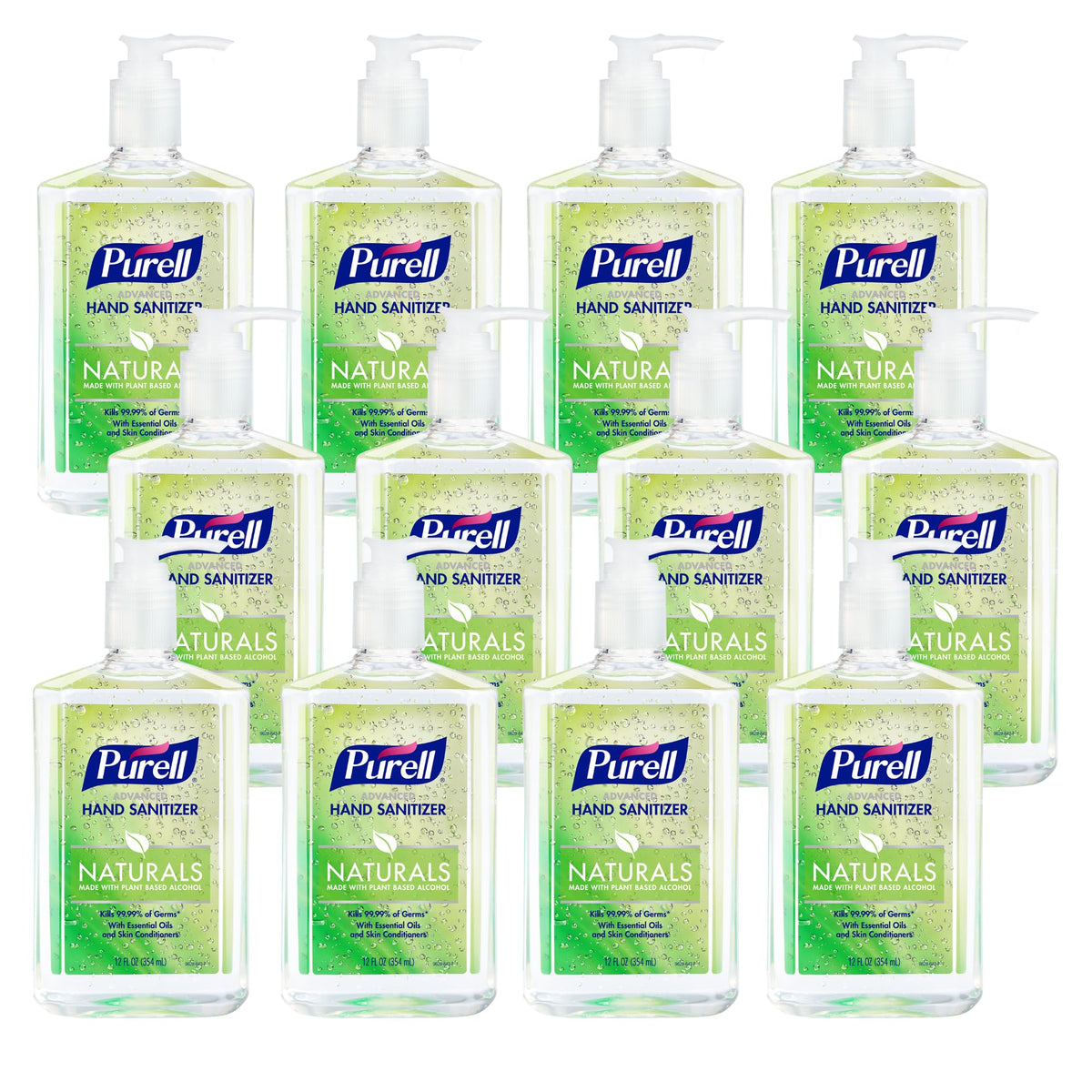 Purell Naturals Hand Sanitizer Gel, Pump Bottle, 12ct x 12 fl oz - 9629-12