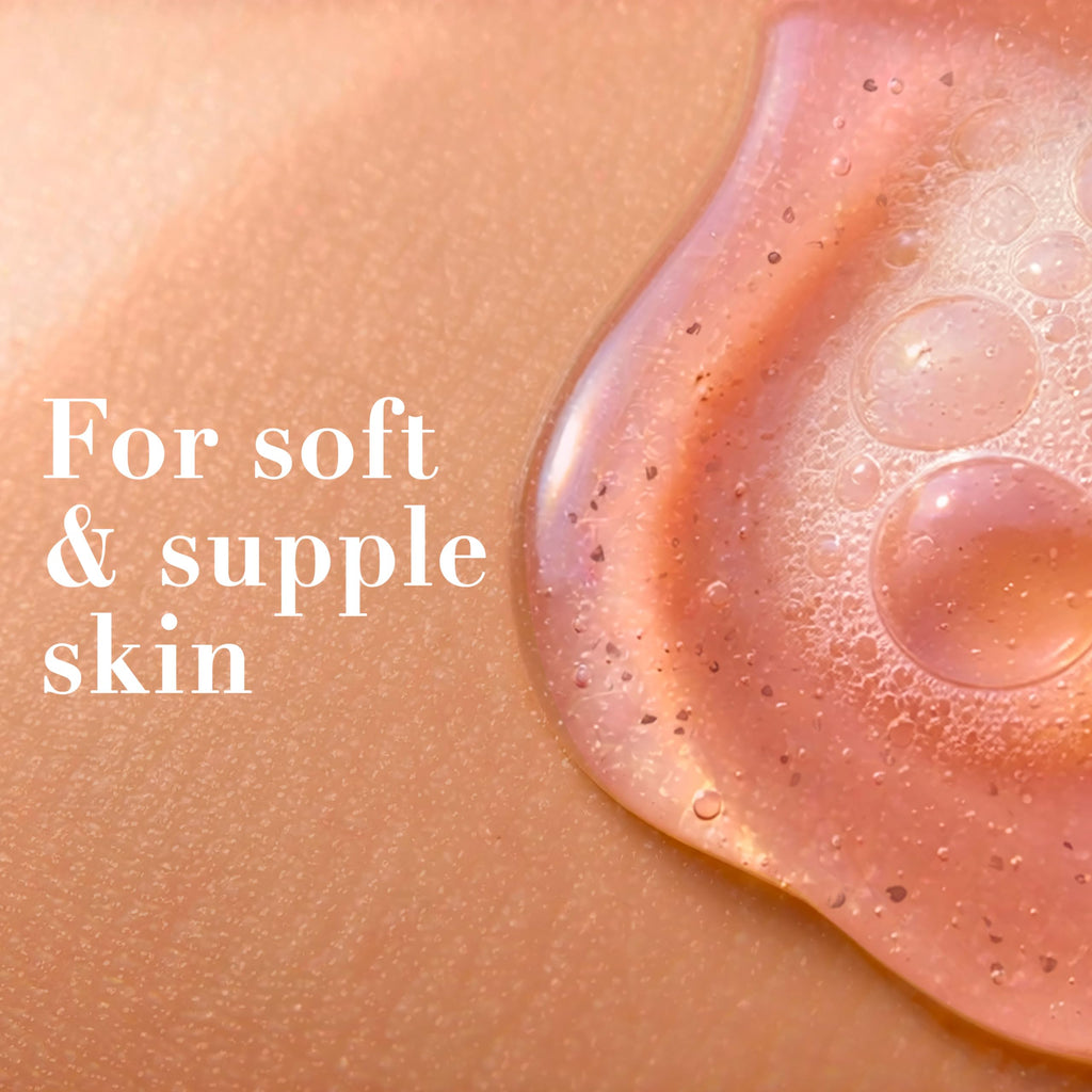 OGX Sensitive + Rose Water & Pink Sea Salt Body Scrub, 19.5 fl oz | Gentle Exfoliating Daily Body Wash, Rose Quartz, Softens Skin, Sulfate-Free Surfactants