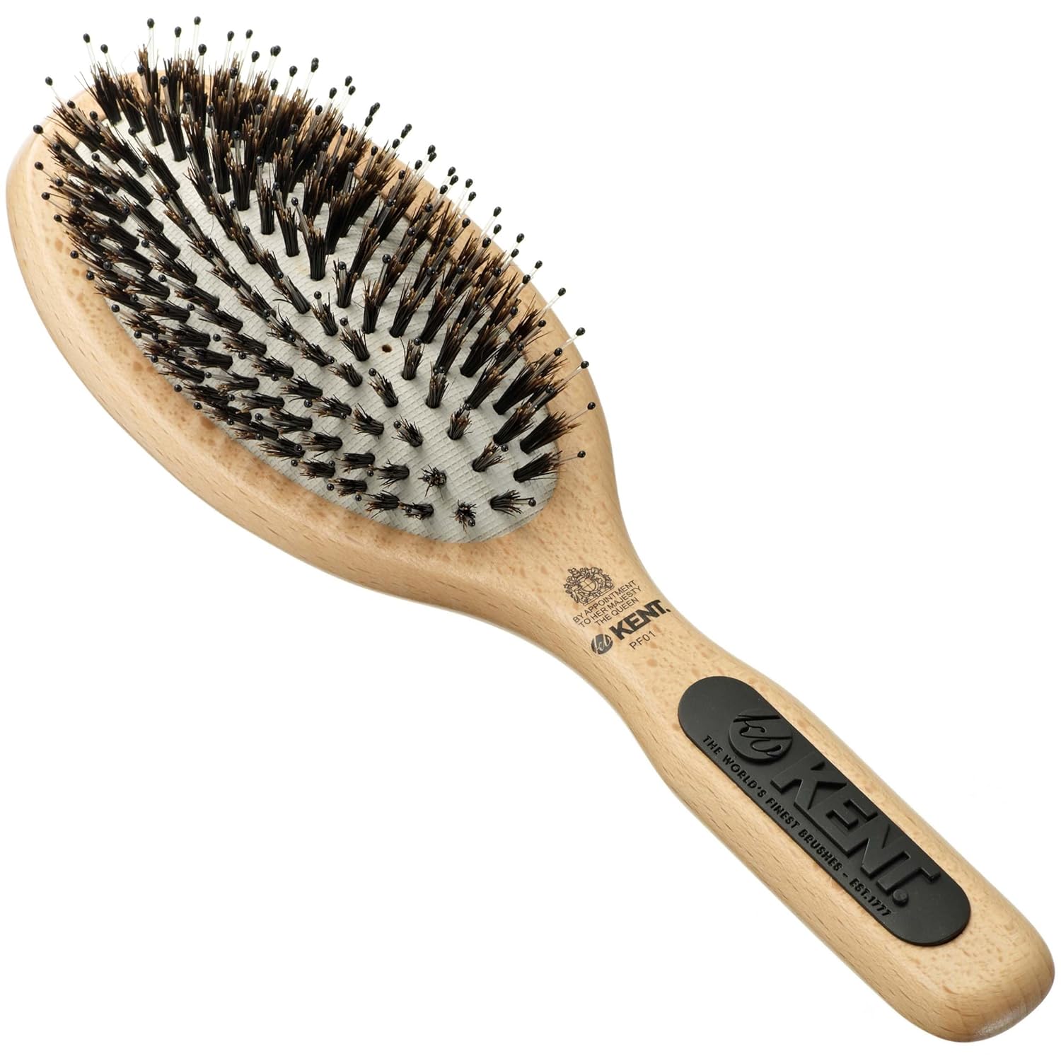 Buy now Kent PF07 Extra-Large 100% Boar Bristle and Non-Scratch Nylon Mix Cushion Brush - Wooden Detangling and Oval Smoothing Paddle Brush for Thin Hair - Made in England PF01. at indiglob india