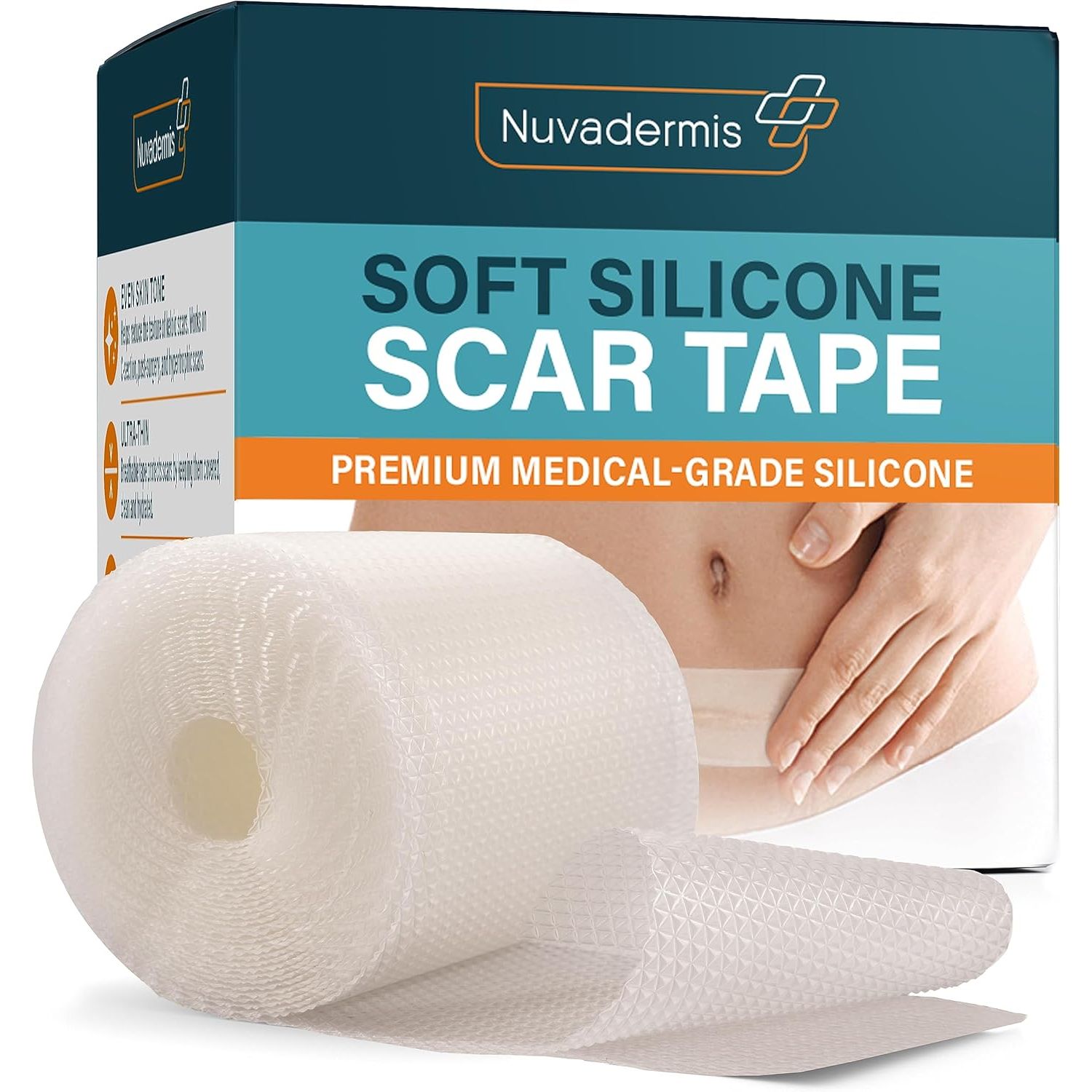 Buy now NUVADERMIS Silicone Scar Sheets - Extra Long Scar Sheets for C-Section, Tummy Tuck, Keloid, and Surgical Scars - Reusable Medical Grade Silicone Scar Sheets - Pack of 4 - Light Tone Scar Tape Clear - 1 Pack at indiglob india