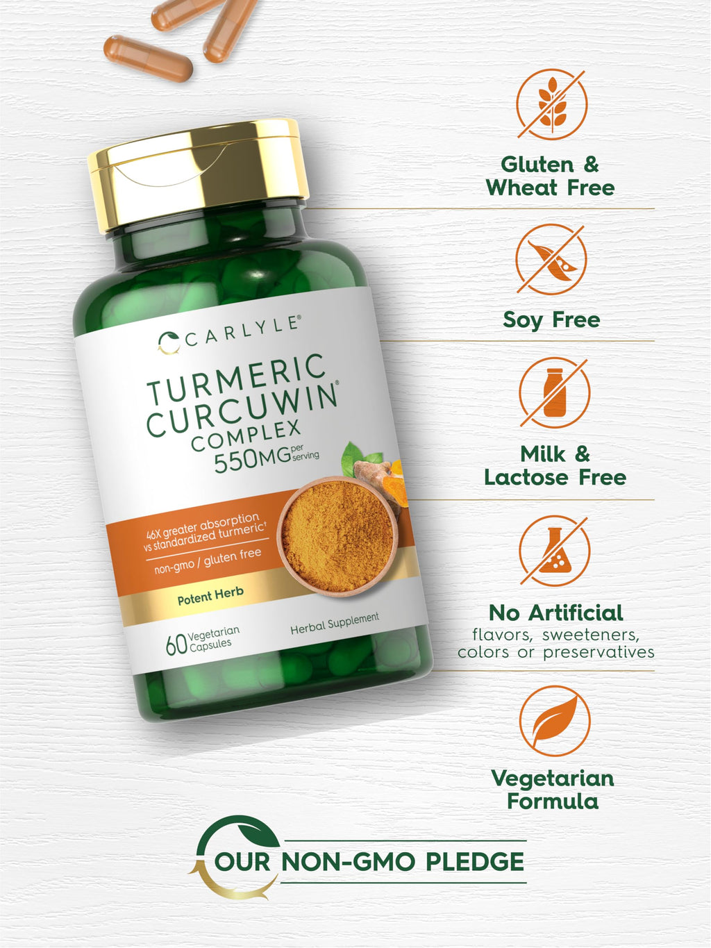 Carlyle Turmeric Curcumin 550mg | 60 Vegetarian Capsules