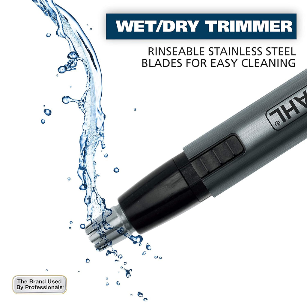Buy now Wahl Micro Groomsman Battery Personal Trimmer for Hygienic Grooming with Rinseable, Interchangeable Heads for Eyebrows, Neckline, Nose, Ears, & Other Detailing - 05640-600 at indiglob india
