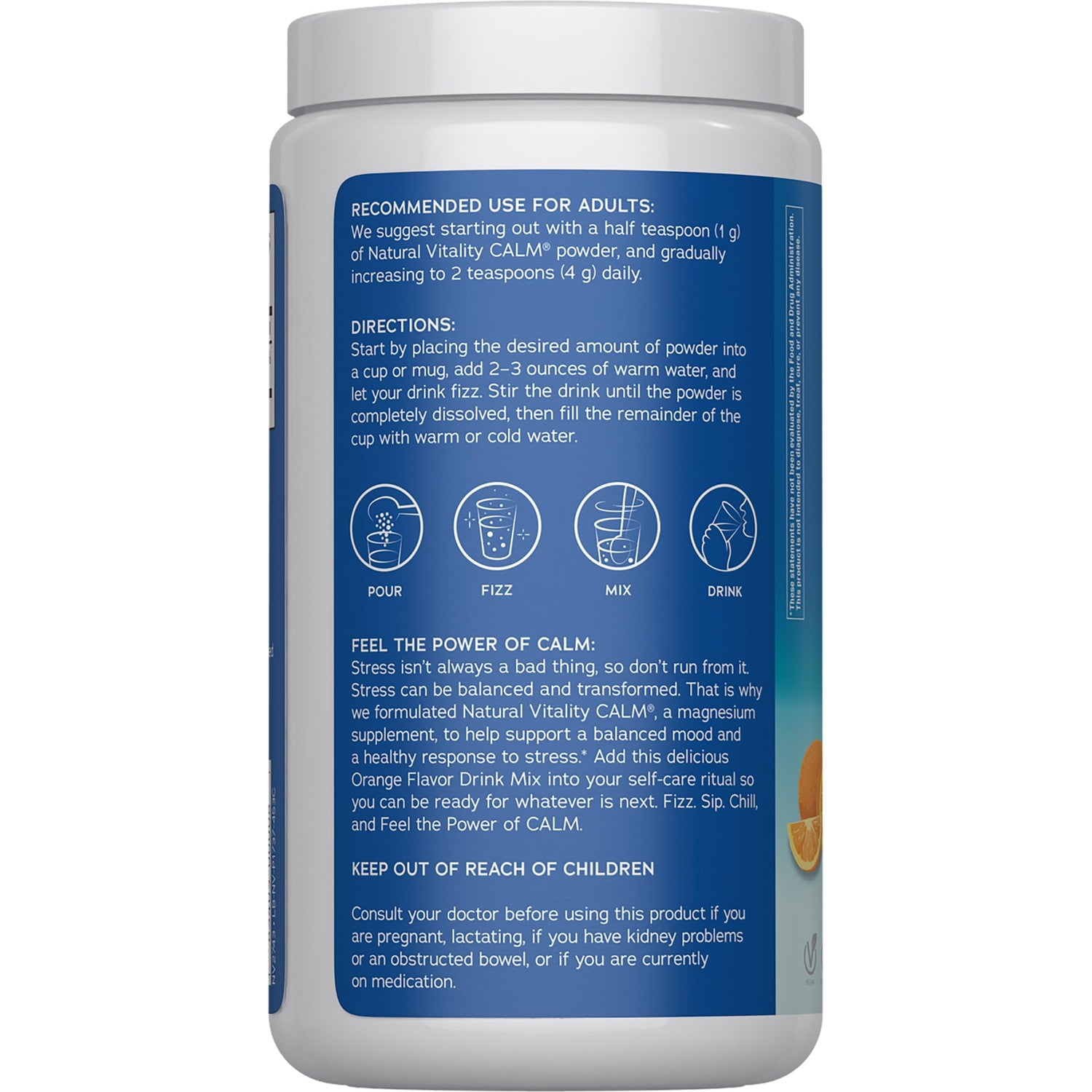 Natural Vitality Calm Magnesium Powder | Orange Flavored Supplement | Non-GMO, Vegan & Gluten Free Formula | 16oz