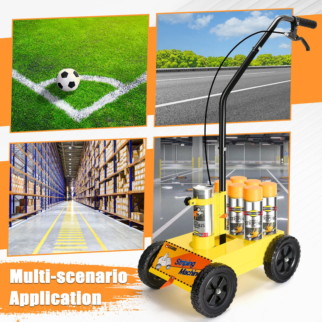 CAROD Striping Line Marking Machine, Parking Lot Striping Machine, Compatible with Professional Inverted Striping Spray Paint, Line Striper Machine for Fast and Accurate Marking, Yellow