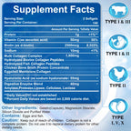 Multi Collagen Peptides for Women & Men-Type I, II, III, V, X | Hydrolyzed Collagen Peptides- with Hyaluronic Acid,Vitamin C,Biotin,Supports Skin Hair Nail, Non-GMO,280 Softgels