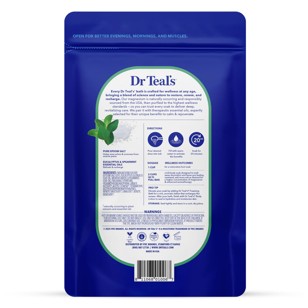 Dr Teal's Pure Epsom Salt, Relax & Relief with Eucalyptus and Spearmint, 3 lb (Pack of 4)