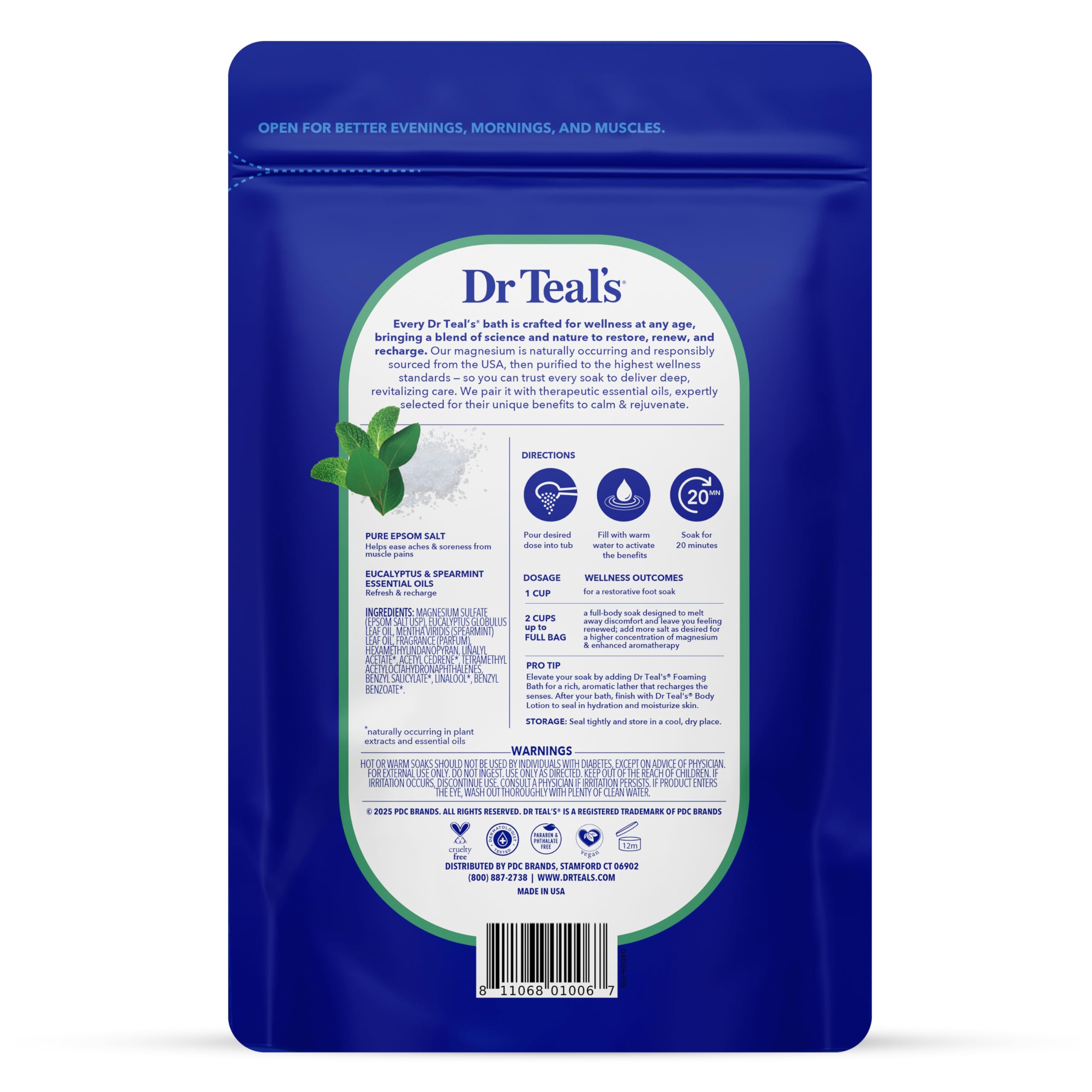 Dr Teal's Pure Epsom Salt, Relax & Relief with Eucalyptus and Spearmint, 3 lb (Pack of 4)