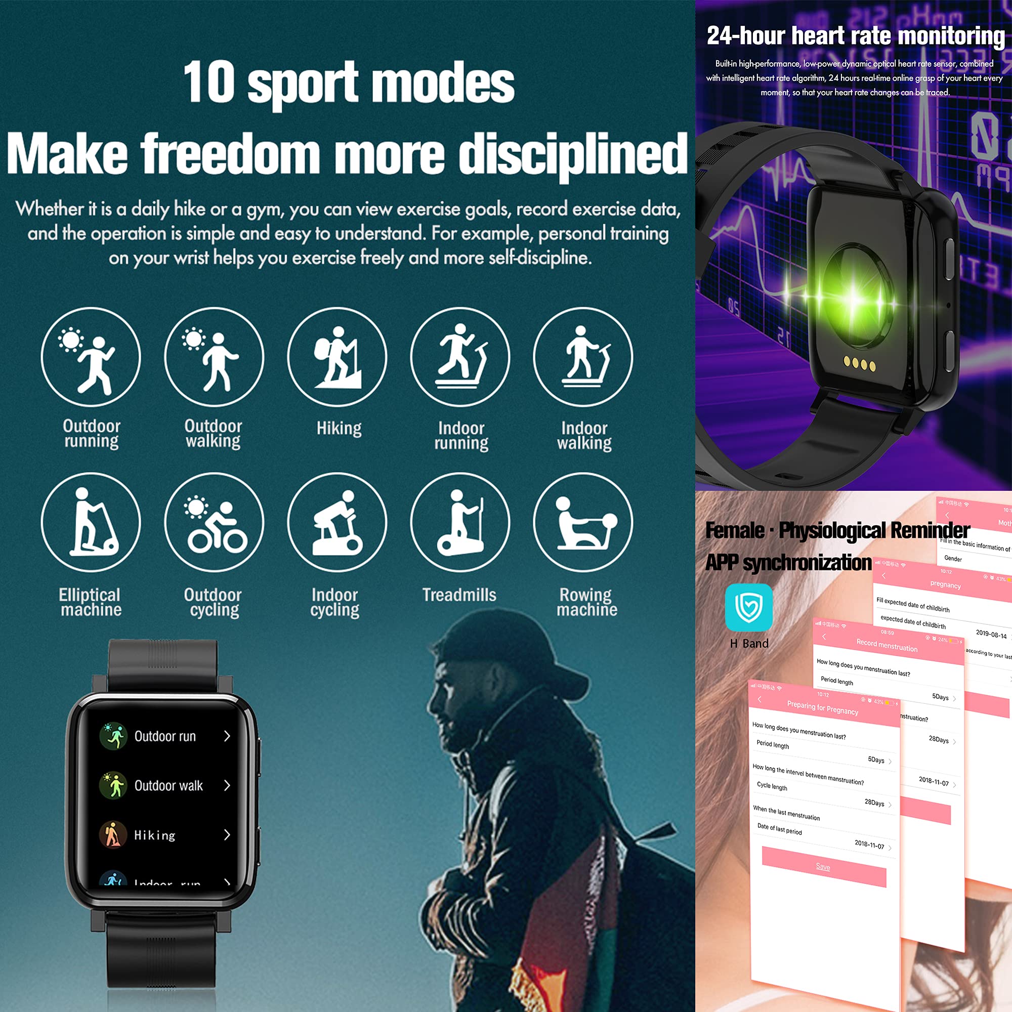 Buy now Smart Watch, Fitness Tracker with Heart Rate Monitor, Activity Tracker with 1.54 Inch Touch Screen, IP67 Waterproof Pedometer Smartwatch with Sleep Monitor, Step Counter for Women and Men at indiglob india