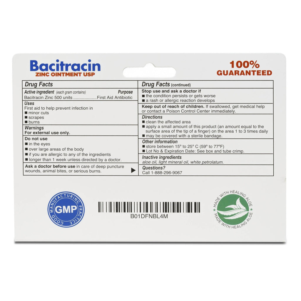 Globe Bacitracin Zinc Ointment with Aloe 1 oz, Antibiotic Ointment, 4 Pack