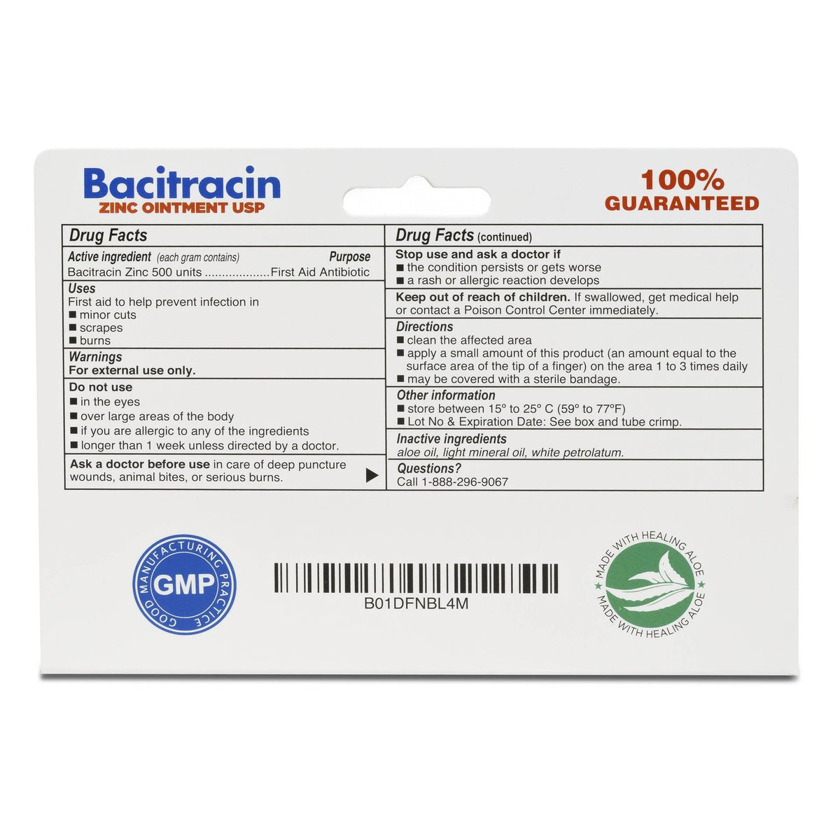 Globe Bacitracin Zinc Ointment with Aloe 1 oz, Antibiotic Ointment, 4 Pack