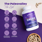 Paleovalley 100% Grass Fed Organ Complex, Beef Liver, Heart and Kidney | Whole Food Multivitamin, Vitamin B12 Supplement, Nutrient Dense Superfood, Freeze Dried, Pasture Raised, Ancestral Nutrition