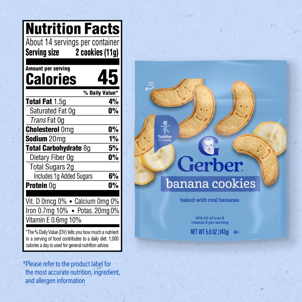 Gerber Toddler Banana Cookies Snack, 5 Oz, 4 Pack