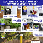 Fly Stick Sticky Fly Traps for Indoors Outdoor 4pk with 12 Ribbons. Non-Toxic Super Sticky Hanging Flies Catcher Paper Tape Strips for Home. Catches all bugs and gnats. Indoor House Flying Insect Trap