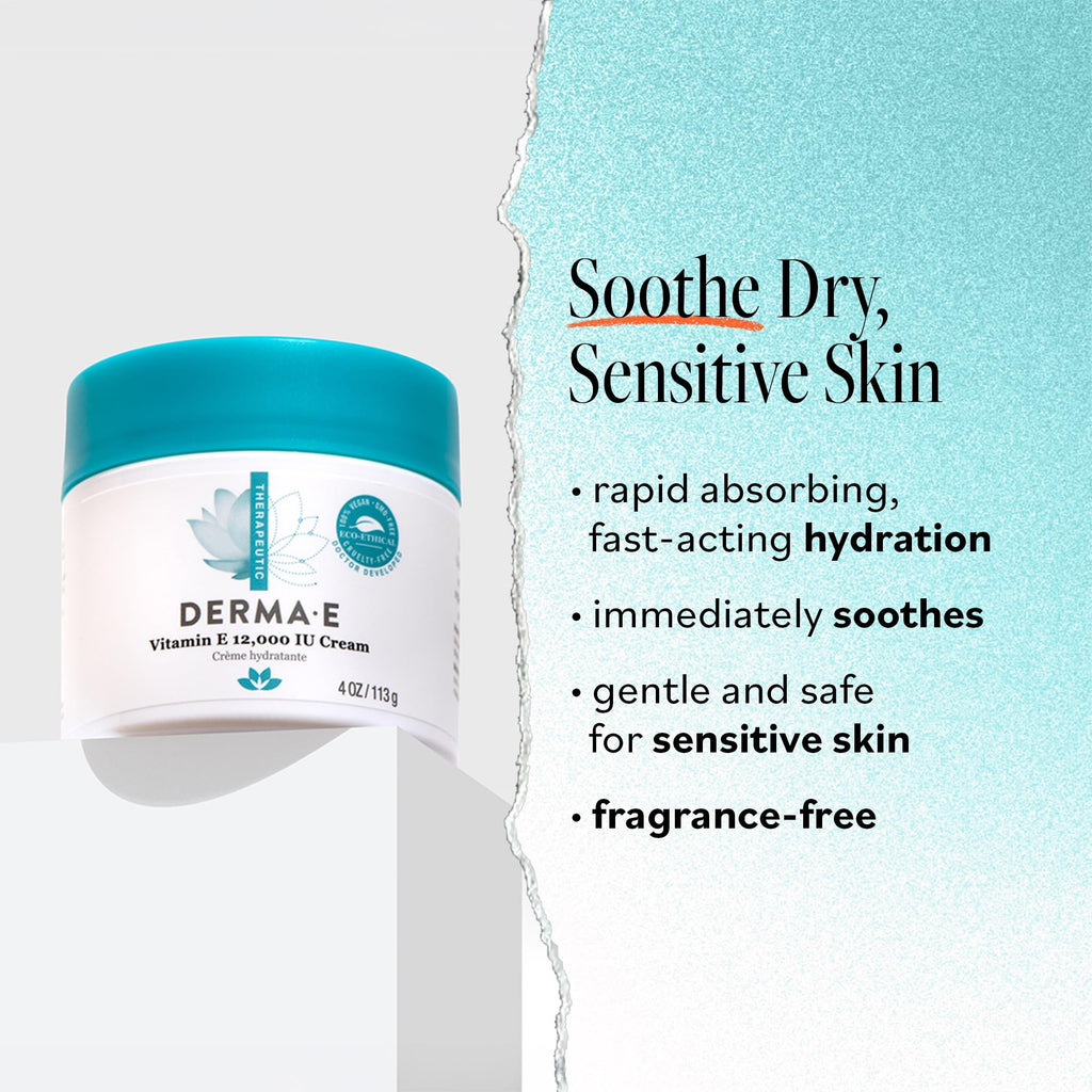 Buy now Derma E Vitamin E 12,000 IU Cream – Moisturizer for Face and Body – Multi-purpose Face Cream, Hand Cream and Body Lotion Soothes and Protects, 4 oz at indiglob india