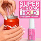NYK1 Super Strong Nail Glue for Press On Nails, Nail Tips & Acrylics | 8ml | NailBond Brush On Nail Glue for Press Ons, Fake Nails & Acrylic Nails - Long Lasting, Max Strength, Mess-Free Application