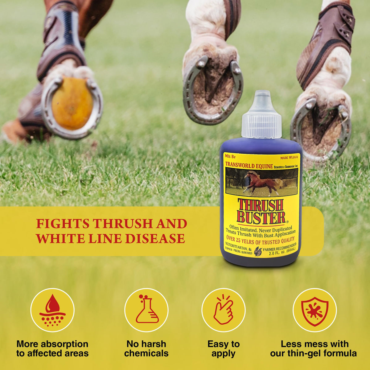 Thrush Treatment for Horses, Hoof Care Liquid to Help Maintain Healthy Hooves, Purple Stain Formula, Easy to Apply, Equine Farrier Favorite, 2 oz