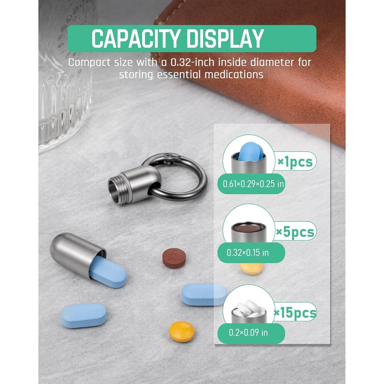 Buy now TISUR Micro Keychain Pill Holder, Titanium Pill Case Waterproof Pill Container, Portable Tiny Pill Organizer for Travel Purse Pocket at indiglob india