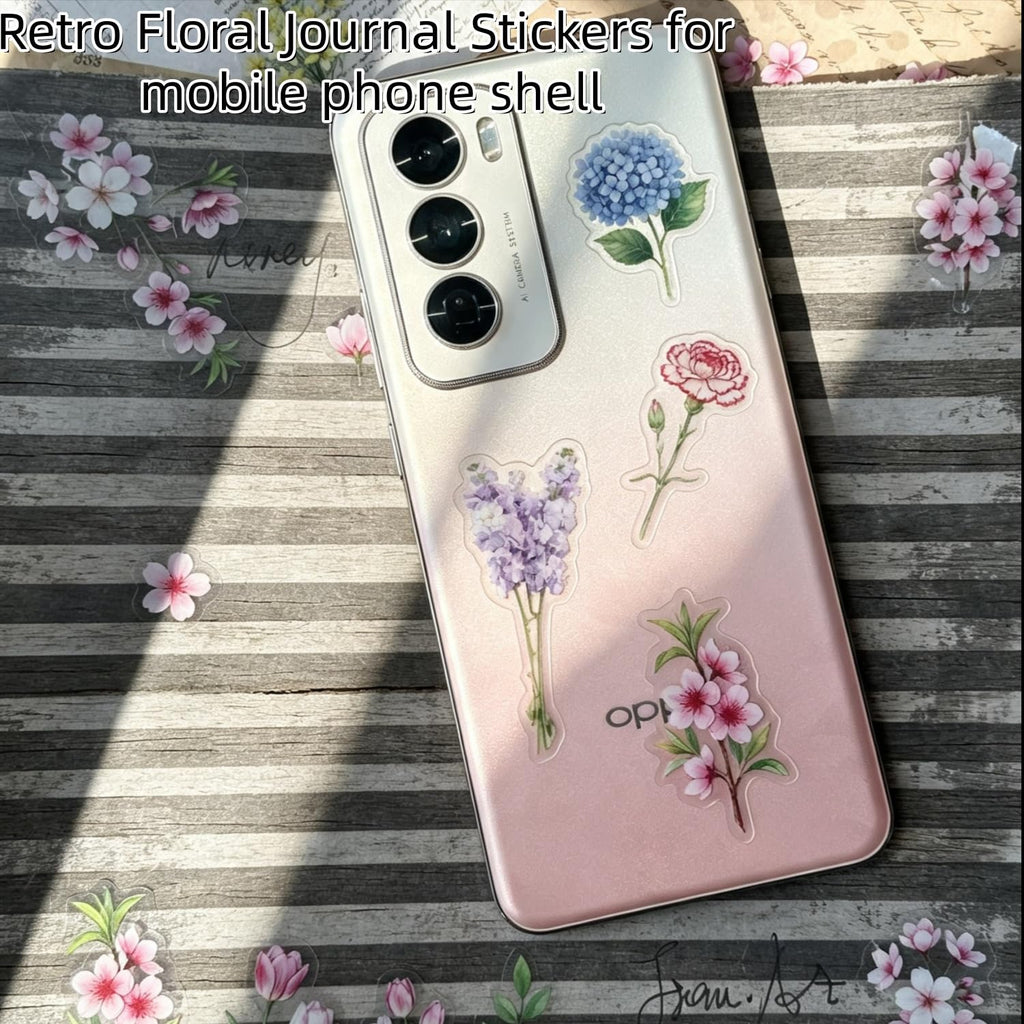316Pcs Transparent Flower Stickers for Scrapbooking, Floral Decals Tweezer