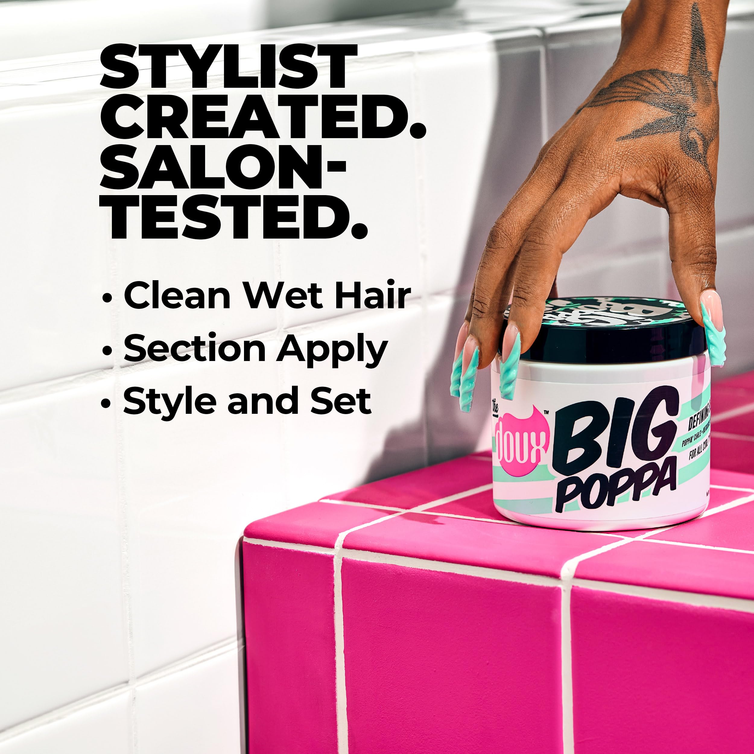 The Doux BIG POPPA Curl Defining Gel, Frizz Control Soft Hold Gel, 12 oz | Infused with Babassu Oil for Long-Lasting Shine & Non-Crunch Flex Hold, For Coils, Waves & Curls, Alcohol-Free
