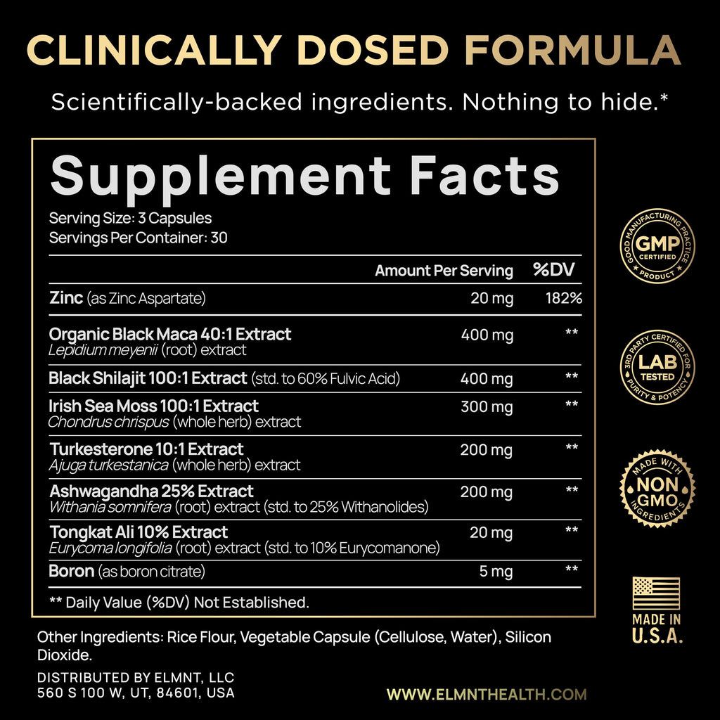 ULTRA MALE® Premium Testosterone Booster for Men Male Enhancing Supplement 100:1 Shilajit, 40:1 Black Maca, Ashwagandha 25%, Tongkat Ali 10% High Strength Testosterone Supplement for Men Health Libido