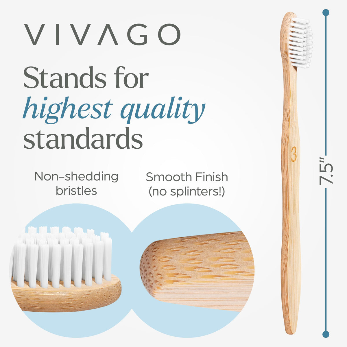 VIVAGO Bamboo Toothbrushes 10 Pack – Plant-Based Medium Bristles