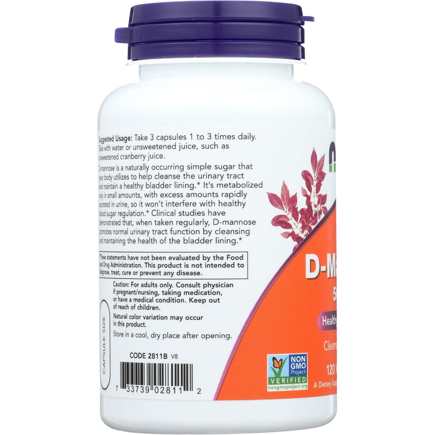 Now Foods D-Mannose, 120 Caps 500 mg (Pack of 3)