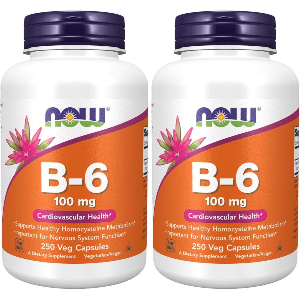 NOW Foods Supplements, Vitamin B-6 (Pyridoxine HCl) 100 mg, Cardiovascular Health, 250 Veg Capsules
