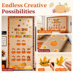 Fall Bulletin Board Decorations, 63 Pcs Pumpkin Classroom Set